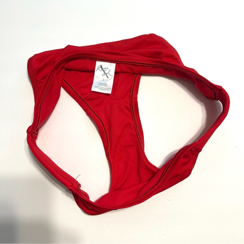 Kona Sol Stitched Hipster Medium Coverage Bikini Bottoms Red NWOT S - Picture 7 of 7